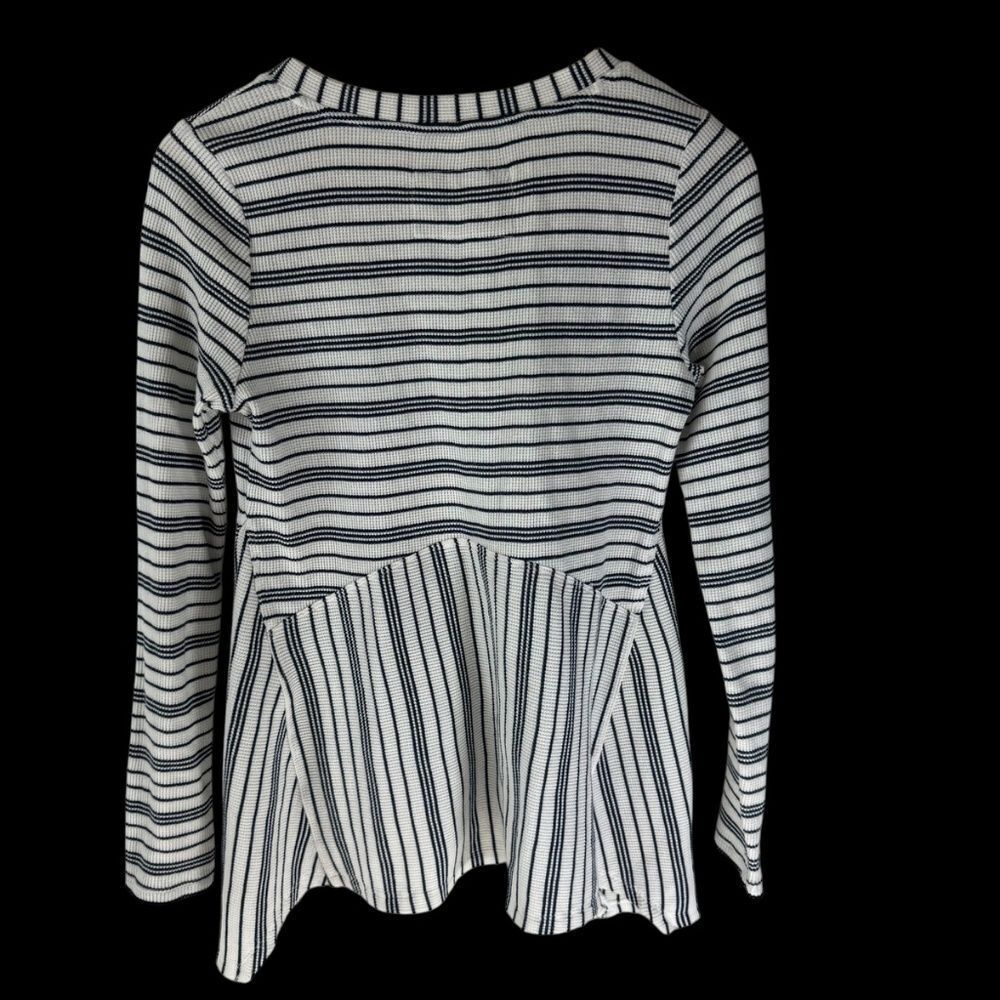 Maeve By Anthropologie Eliza Women's Henley Top Striped Waffle Knit Thermal Sz S - Picture 3 of 6